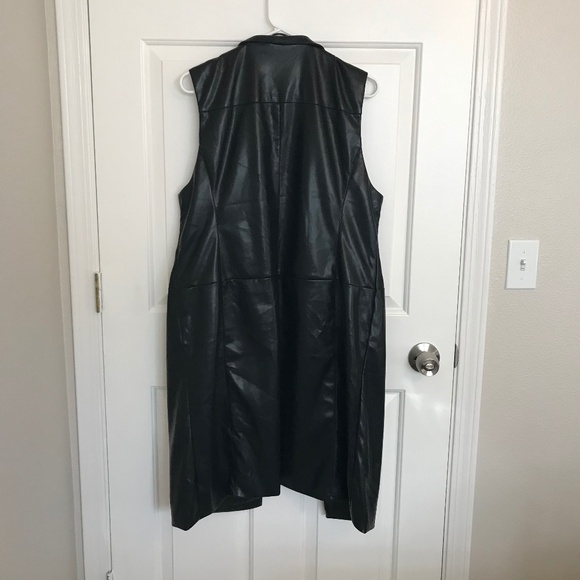 Christmas Bagatelle Faux-Leather Longline Vest Jacket Coat Size XL Black - Picture 3 of 8